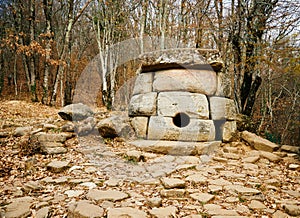 Ancient mystery stone dolmen in North Western Caucasus, Russia