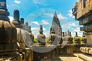 Ancient mystical old Hindu Prambanan temple near Yogyakarta, Java island Indonesia