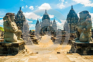 Ancient mystical old Hindu Prambanan temple near Yogyakarta, Java island Indonesia