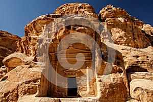 Ancient nabataean house in city of Petra near Wadi Musa in Jordan