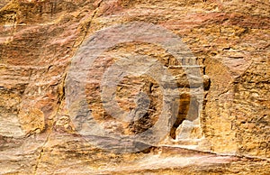 Ancient Nabataean Rock Carvings at the Siq in Petra