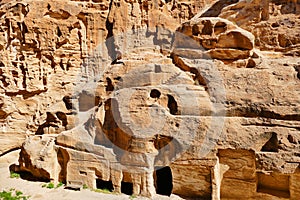 Ancient Nabataean Rock-Cut Tombs in Little Petra, Jordan