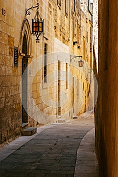 Ancient narrow maltese street in Mdina