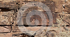 Ancient Native American rock art panel Utah 4K