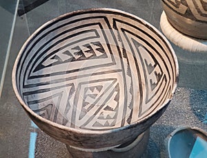 Ancient Native American Sosi Black on White Pottery Bowl in the Museum of Northern Arizona