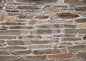 Ancient natural irregular stone wall masonry background