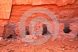 Ancient Navajo Anasazi dwelling with petroglyphs photo