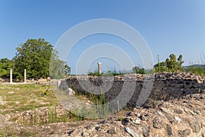 Ancient Nikopolis in preveza greece paleochristian church in the castle of Nikolopils culumns mosaics