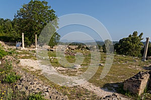 ancient Nikopolis in preveza greece paleochristian church in the castle of Nikolopils culumns mosaics photo