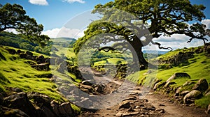 An ancient oak, with a powerful trunk, like a pillar that carries heave