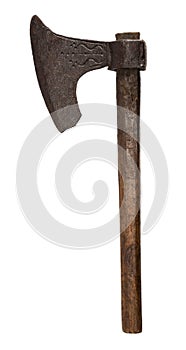 Ancient old Axe with wooden handle