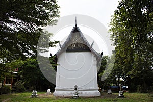 Ancient old building church or antique ruin ubosot of Wat Dusitaram  temple for thai people travel visit respect or praying