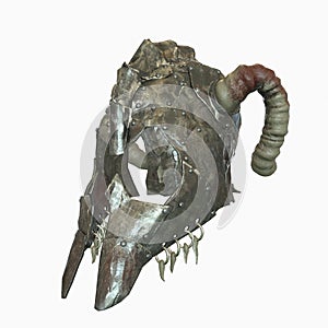 Ancient old helmet with horns 3D illustration