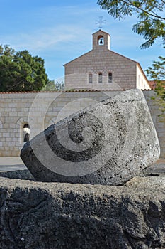 Ancient olive press at Tabgha or The Church of the Multiplication of the Loaves and Fishes, Church of the Loaves and Fishes