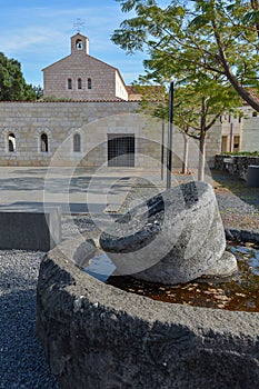 Ancient olive press at Tabgha or The Church of the Multiplication of the Loaves and Fishes, Church of the Loaves and Fishes