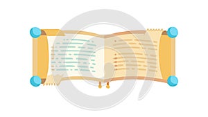 Ancient Open Scroll Document Historical Text Icon, vector design Generative AI