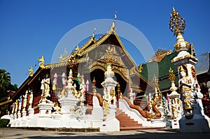 Ancient ordination hall or antique old ubosot for thai travelers people travel visit respect praying blessing buddha wish holy