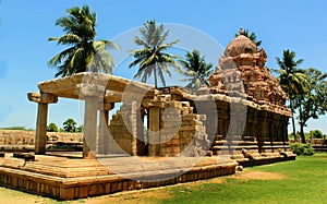 Ancient ornamental dravidian styled god vinayahar hall with sculptures in the Brihadisvara Temple in Gangaikonda Cholapuram, india