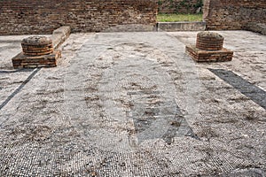 Ancient Ostia port on the Tiber in Rome. Roman Archeology site