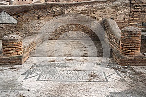 Ancient Ostia port on the Tiber in Rome. Roman Archeology site