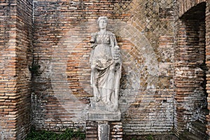 Ancient Ostia port on the Tiber in Rome. Roman Archeology site