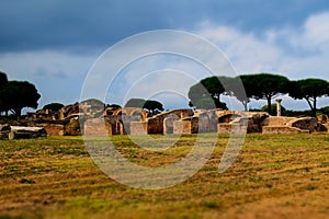 Ancient Ostia ruins and walls toy camera