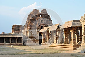 Ancient overgrown ruins of Hampi, Karnataka, India photo