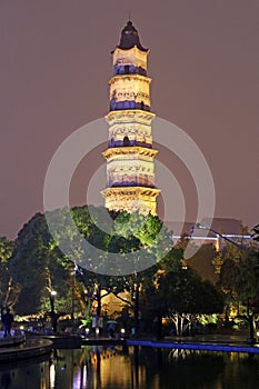 Ancient pagoda in the city of Shaoxing, Zhejiang, China