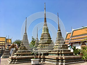 Ancient Pagoda decoration in Wat Pho temple in Bangkok, Thailand
