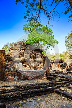 Ancient Pagoda with Elephant Statue in Kamphaeng Phet Historical Park