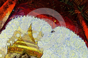 Ancient pagoda Illustrations creates an impressionist style of painting