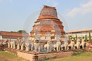 Ancient Pagoda at Prathammamikkarat Temple in Ayudhaya, Thailan