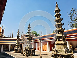 Ancient Pagoda decoration in Wat Pho temple in Bangkok, Thailand