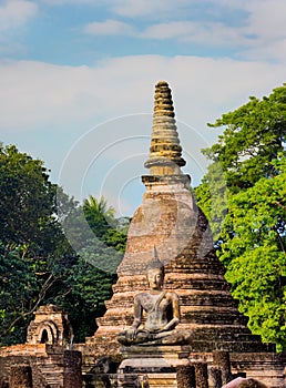 Ancient pagoda at Sukhothai historical park,Thailand