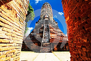 Ancient pagoda at Wat Chaiwattanaram in Ayutthaya province, Thai