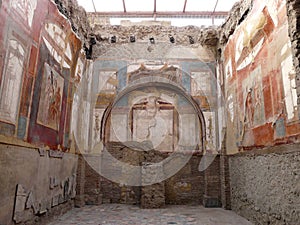 Ancient painted wall fresco at the ancient Roman c