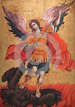 Ancient painting with Archangel Michael