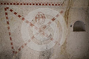 Ancient Paintings in a Cave Church, Cappadocia, Turkey