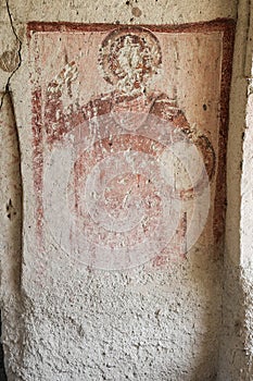 Ancient Paintings in a Cave Church, Cappadocia, Turkey