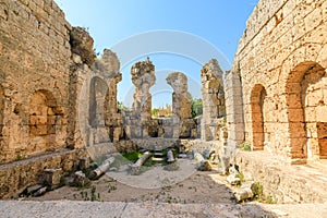 ancient palaestra ruins of Perge city of Turkey