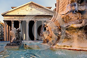 The ancient Pantheon at twilight in Rome