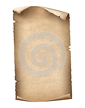 Ancient Paper Leaf on white background, realistic vector illustration photo