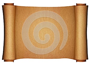 Ancient paper scroll horizontal view