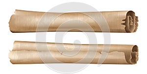Ancient Parchment Scrolls on white background, realistic vector illustration