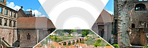 An ancient, partially ruined brick structure from Heidelberg Castle in Germany. Mosaic pattern photo