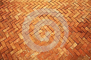 Ancient of pattern Red brick floor pavement stones