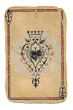 Ancient paying card ace of spades ornamental background