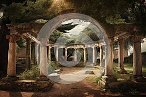 Ancient pergola pavillion. Generate Ai