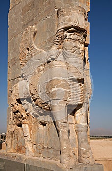 Ancient Persian Achaemenid Lamassu in Persepolise of Shiraz