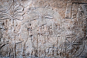 Ancient persian bas-relief depicting a marching army photo